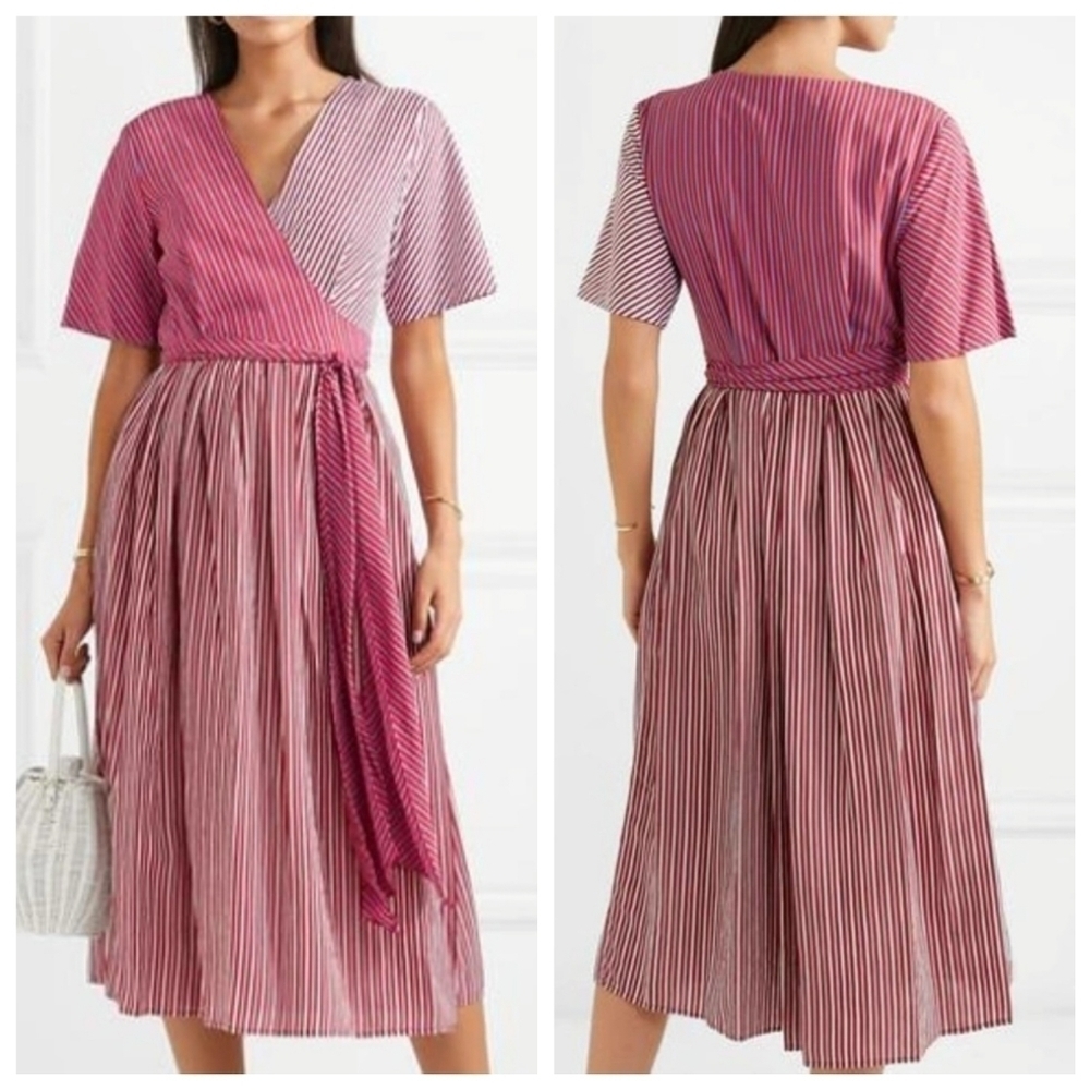 Nwt DVF 6 Tricolor Striped Wrap Dress Harvey Nichols
